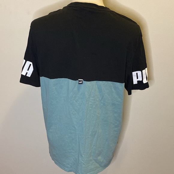 Puma Blue and Black Colorblocked Logo Athletic T-Shirt (sz L) - Picture 5 of 7